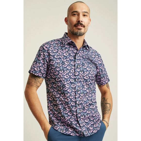 Bonobos Stretch Riviera Short Sleeve Men's Shirt Floral Print Slim Fit XL 283425